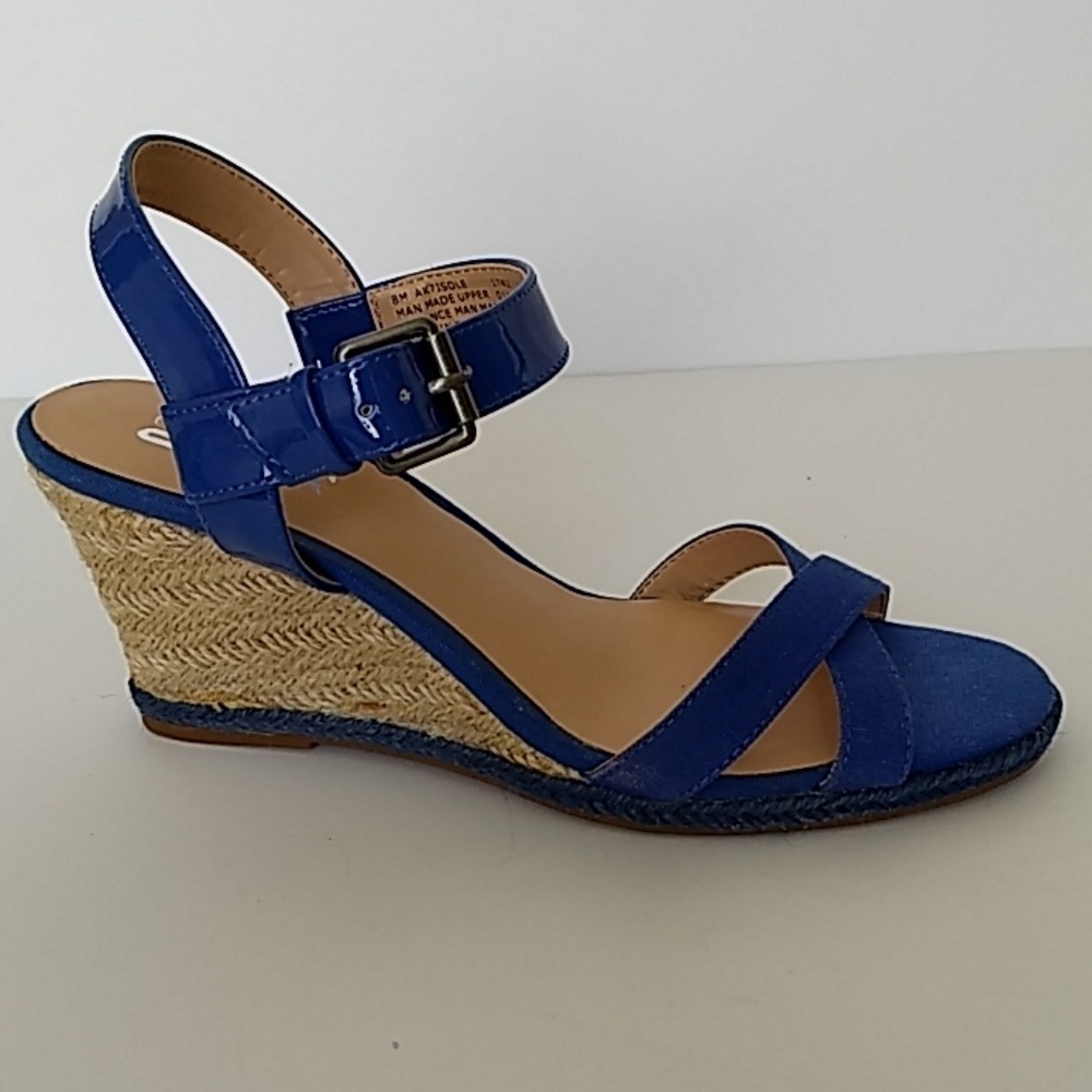 Women's espadrilles wedge blue Sandals size 8